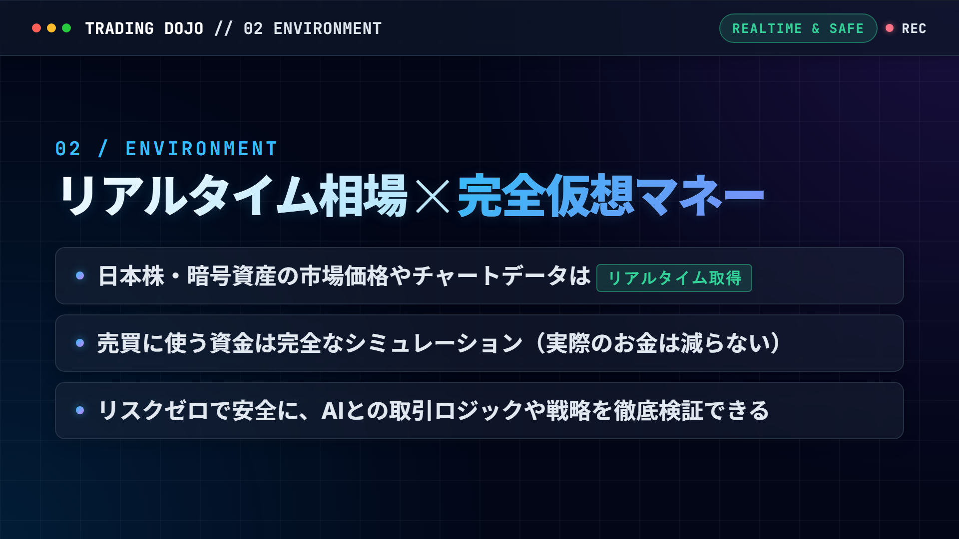 リアルタイム相場と仮想マネー