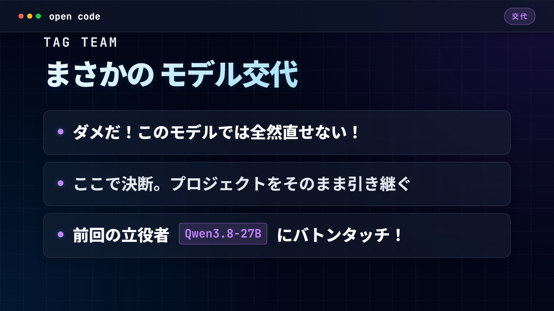 限界からのモデル交代