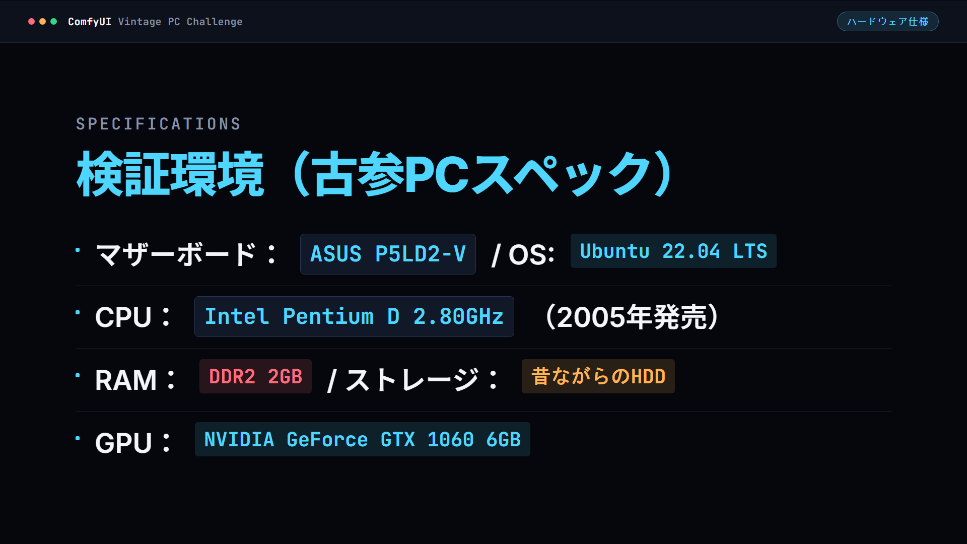 検証環境スペック